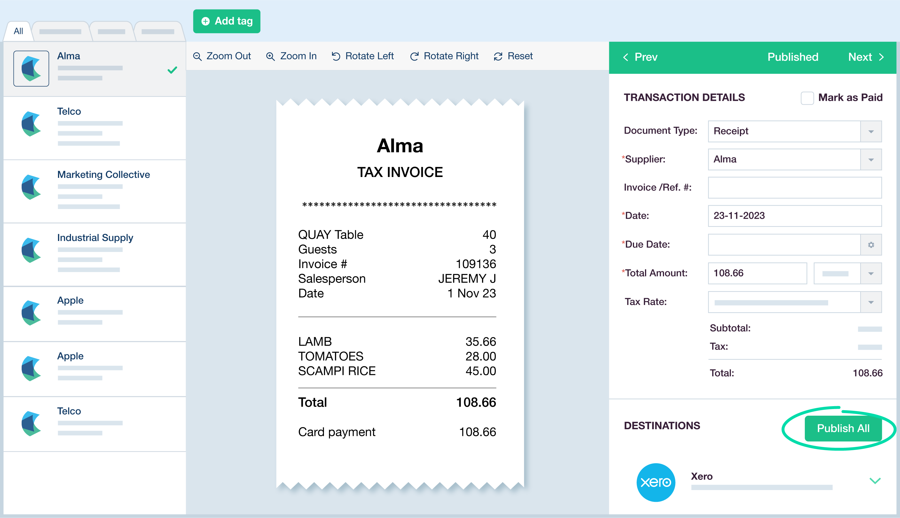 Edit Receipt Template Xero Online